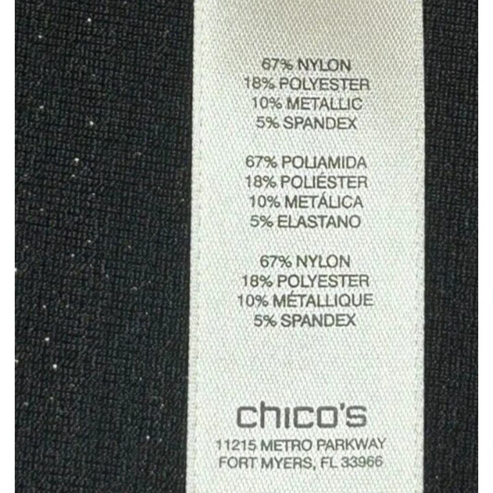 Chicos Cardigan Womens 1 Medium 8 Black Metallic Tank Top 2 Piece Set‎ Tie Front